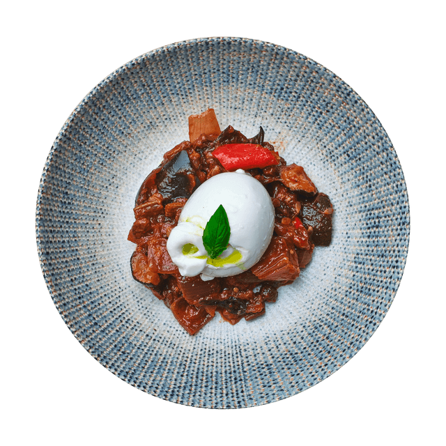 Caponata di verdure, burrata