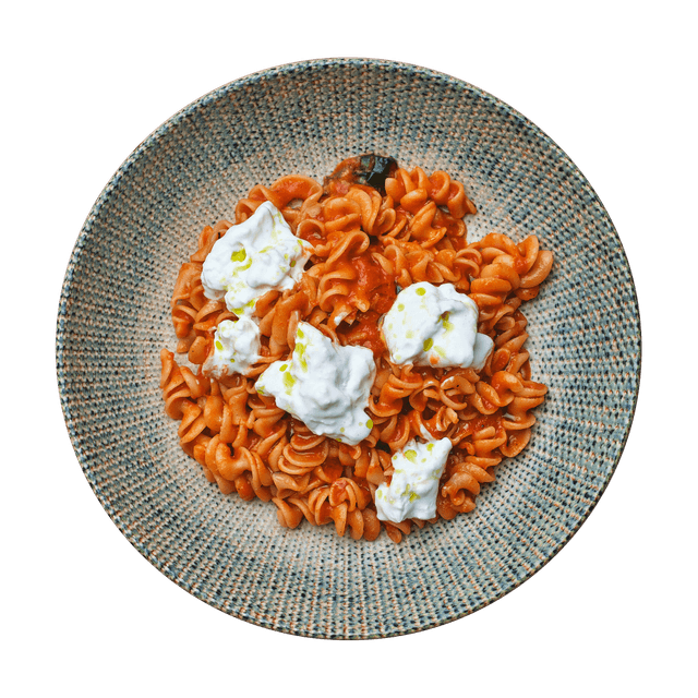 Fusilloni, pomodorini, burrata